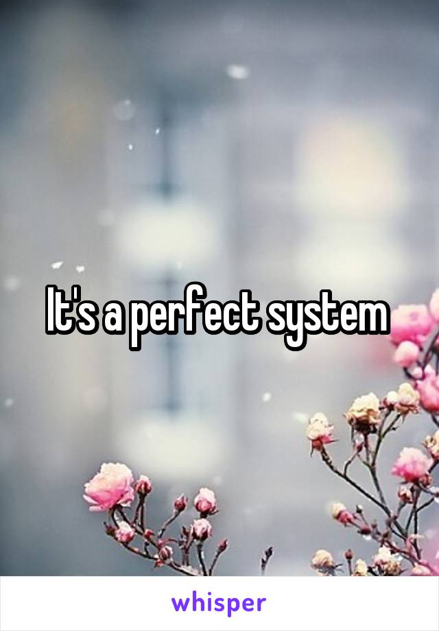 It's a perfect system 