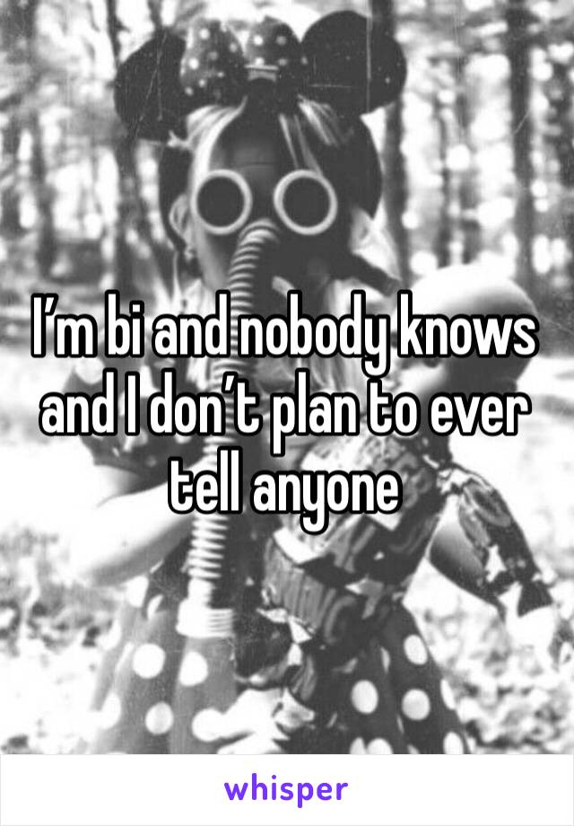 I’m bi and nobody knows and I don’t plan to ever tell anyone 