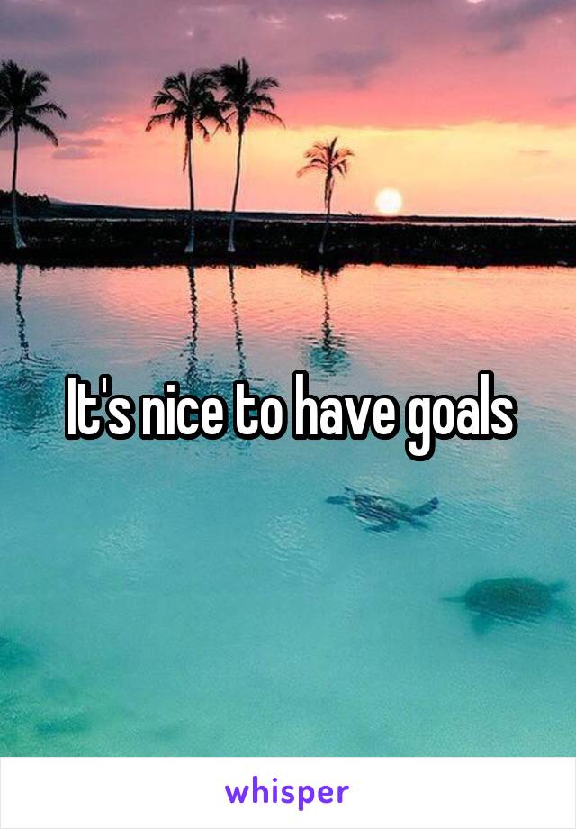 It's nice to have goals