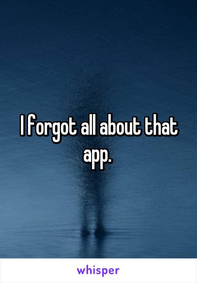 I forgot all about that app. 