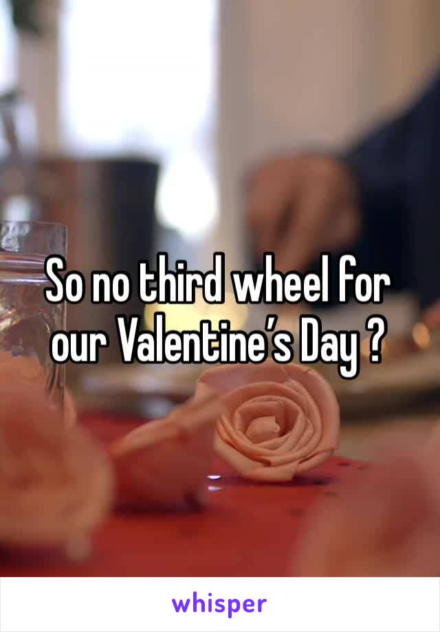 So no third wheel for our Valentine’s Day ?