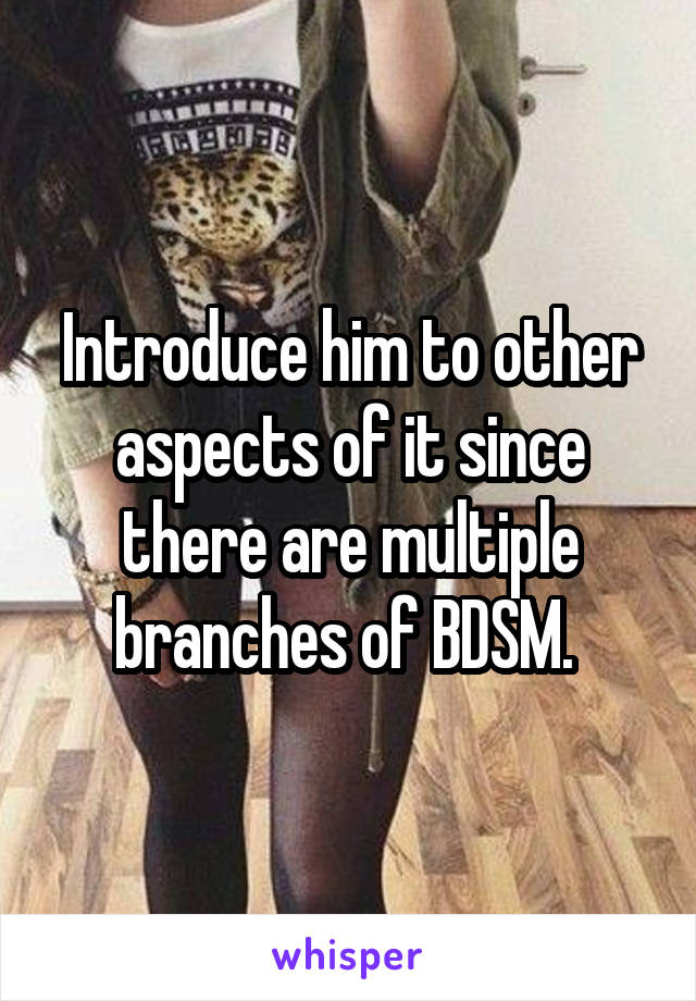 Introduce him to other aspects of it since there are multiple branches of BDSM. 