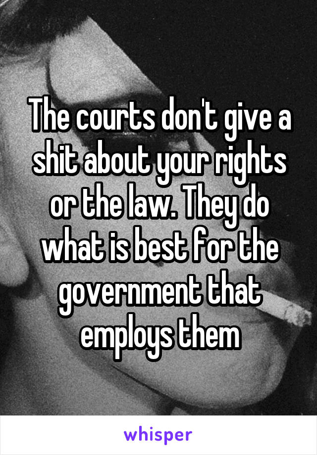 The courts don't give a shit about your rights or the law. They do what is best for the government that employs them