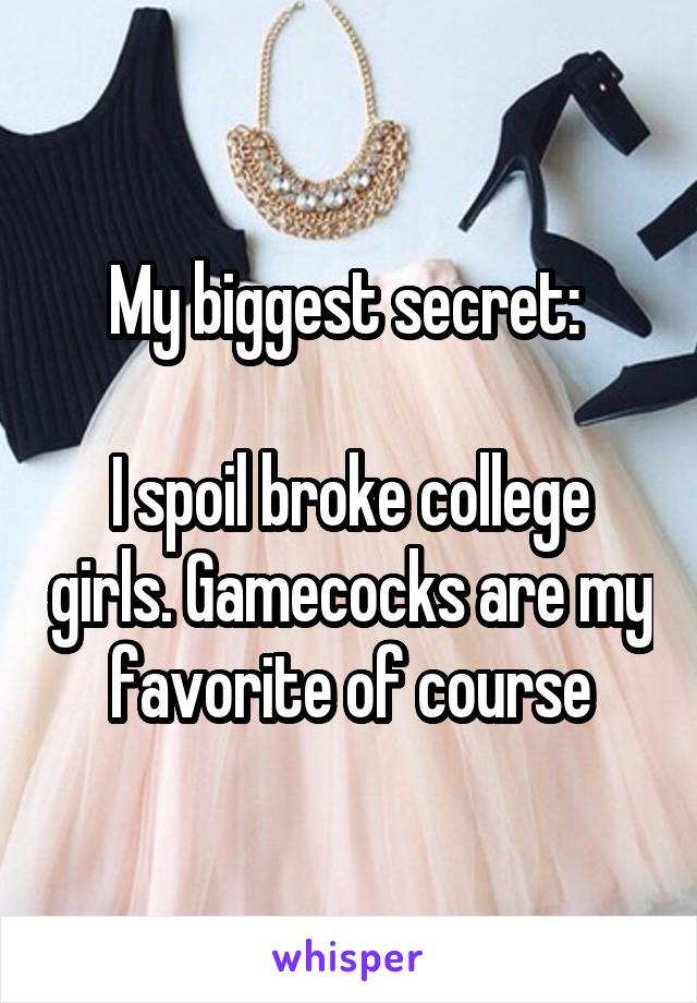 My biggest secret: 

I spoil broke college girls. Gamecocks are my favorite of course