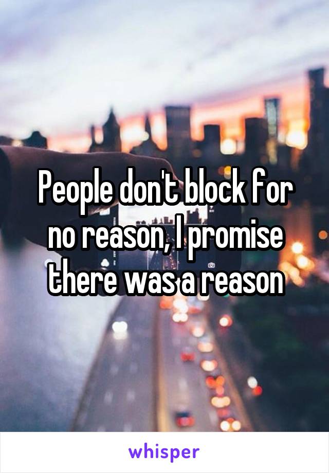 People don't block for no reason, I promise there was a reason