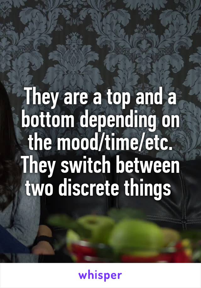 They are a top and a bottom depending on the mood/time/etc. They switch between two discrete things 