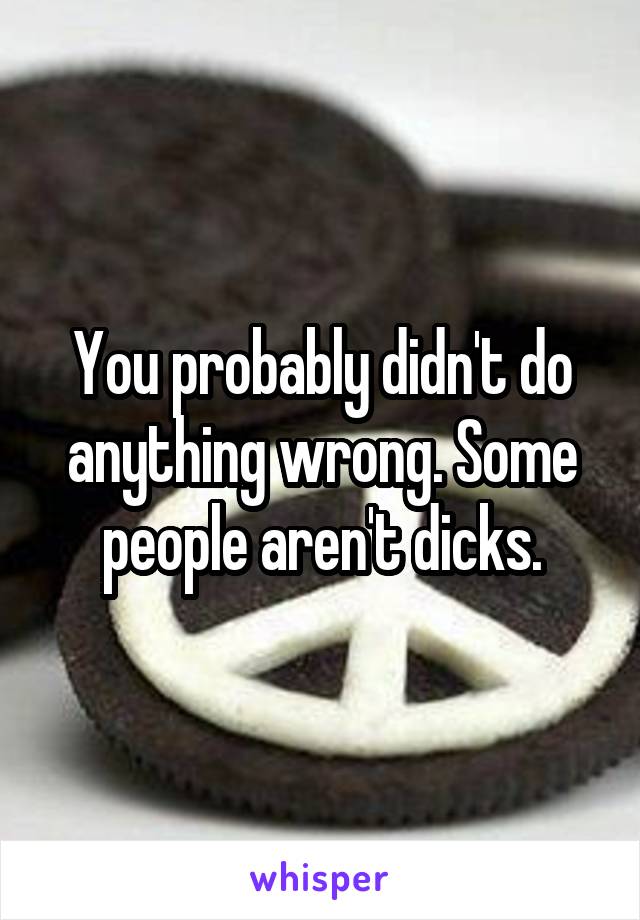 You probably didn't do anything wrong. Some people aren't dicks.