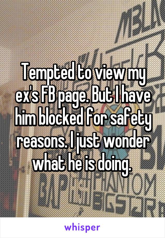 Tempted to view my ex's FB page. But I have him blocked for safety reasons. I just wonder what he is doing. 