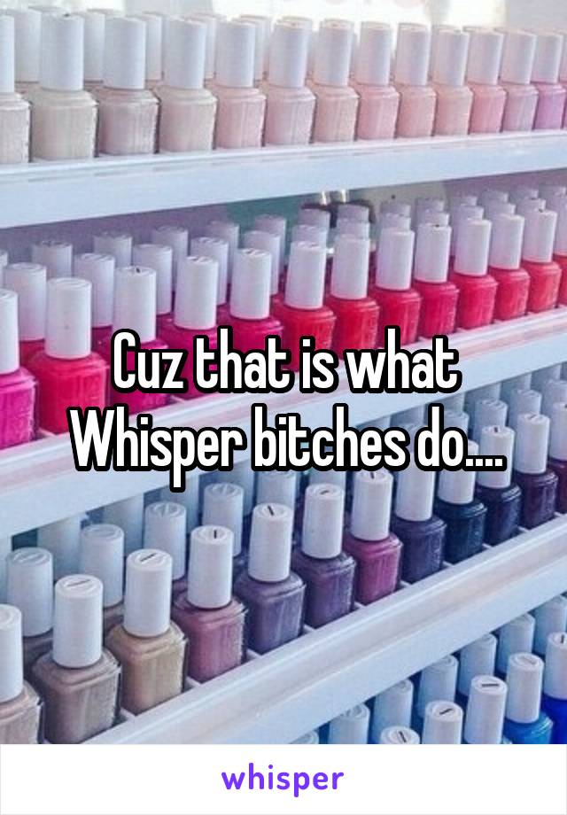 Cuz that is what Whisper bitches do....