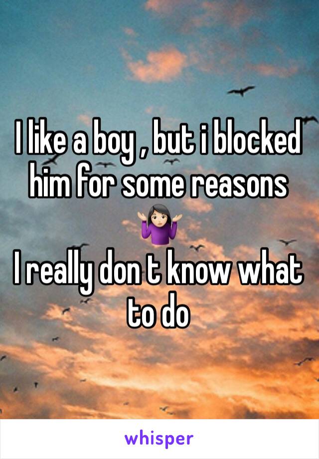 I like a boy , but i blocked him for some reasons 🤷🏻‍♀️
I really don t know what to do 