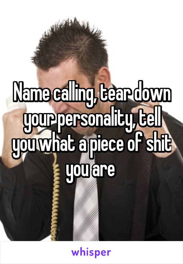 Name calling, tear down your personality, tell you what a piece of shit you are 