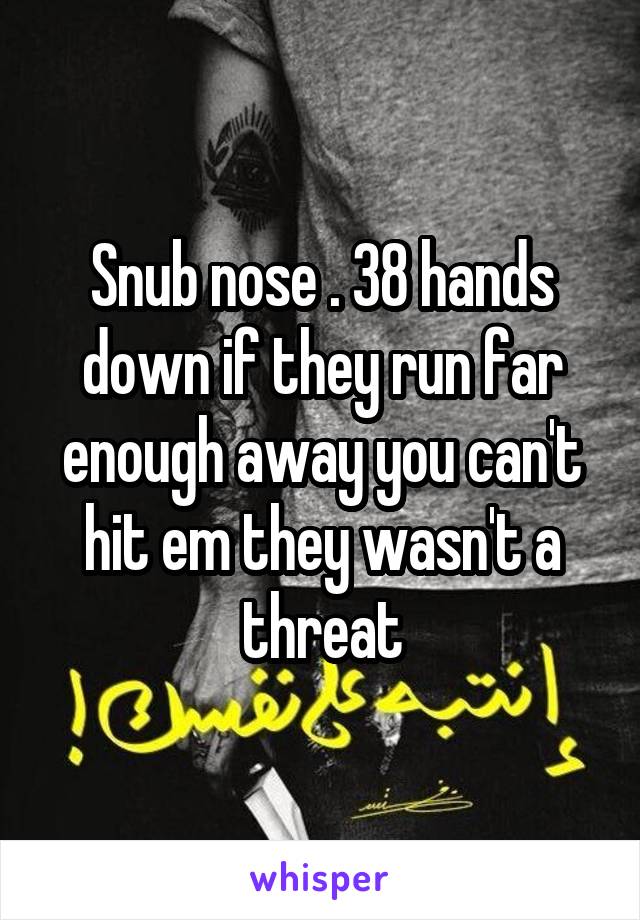 Snub nose . 38 hands down if they run far enough away you can't hit em they wasn't a threat