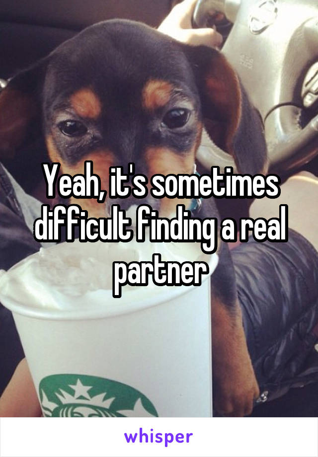 Yeah, it's sometimes difficult finding a real partner