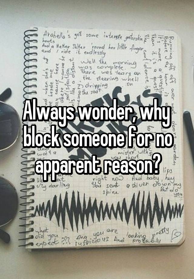 Always wonder, why  block someone for no apparent reason?