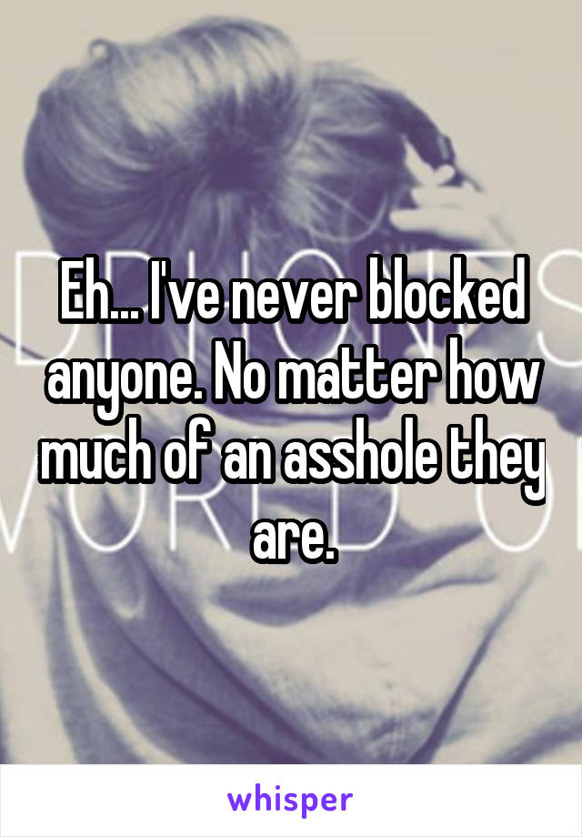 Eh... I've never blocked anyone. No matter how much of an asshole they are.