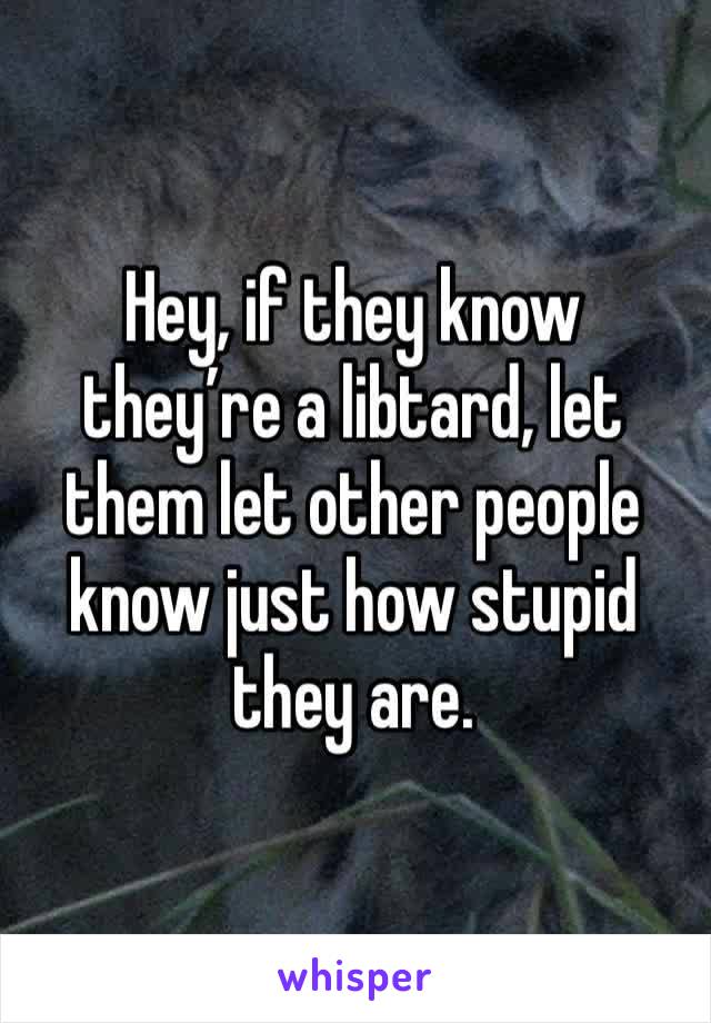 Hey, if they know they’re a libtard, let them let other people know just how stupid they are. 