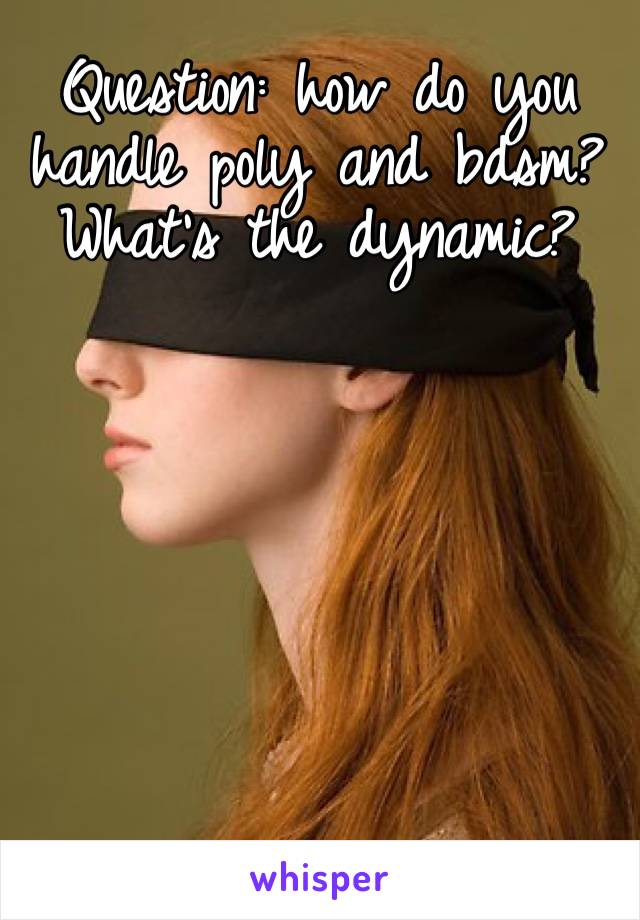 Question: how do you handle poly and bdsm? What’s the dynamic? 