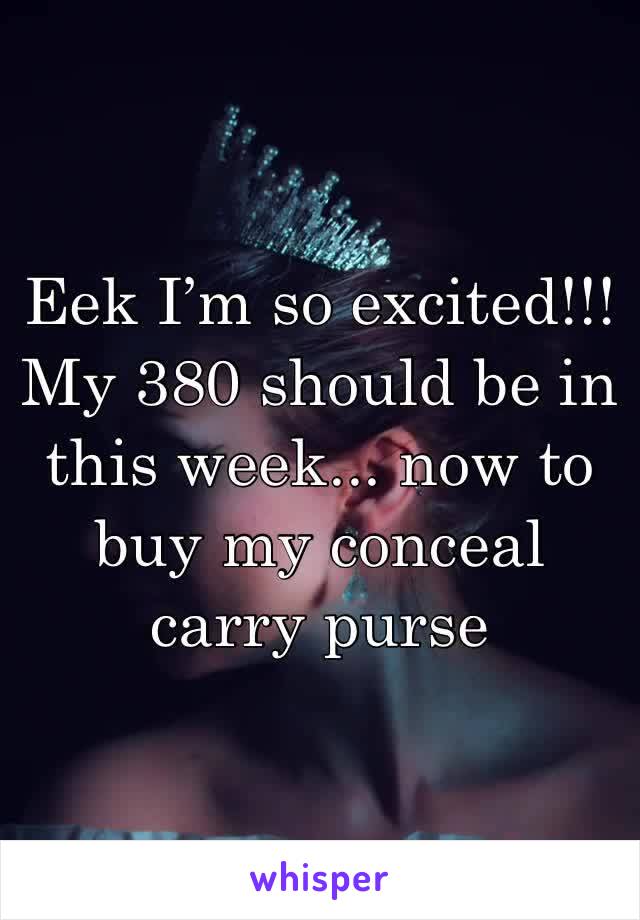 Eek I’m so excited!!! My 380 should be in this week... now to buy my conceal carry purse 