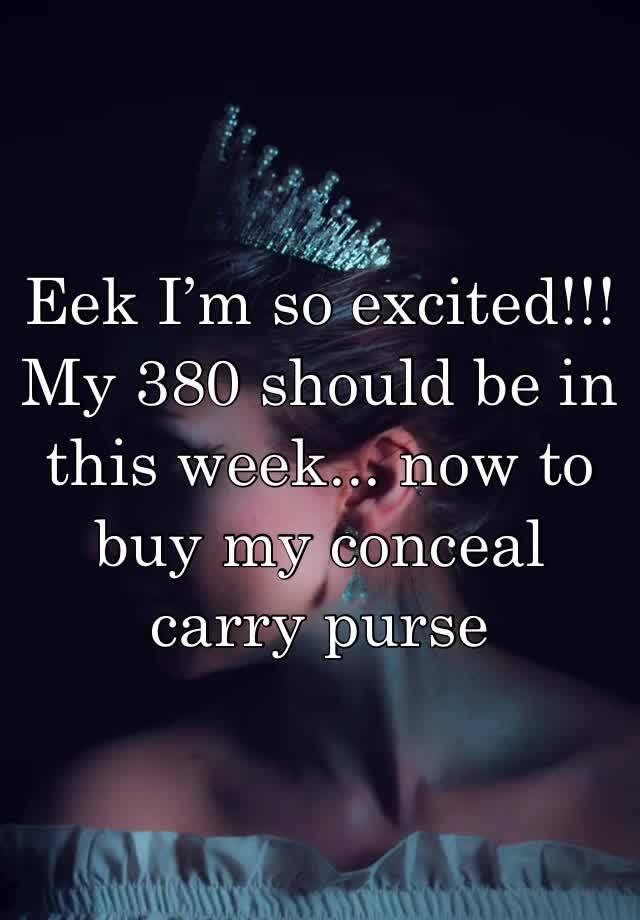 Eek I’m so excited!!! My 380 should be in this week... now to buy my conceal carry purse 