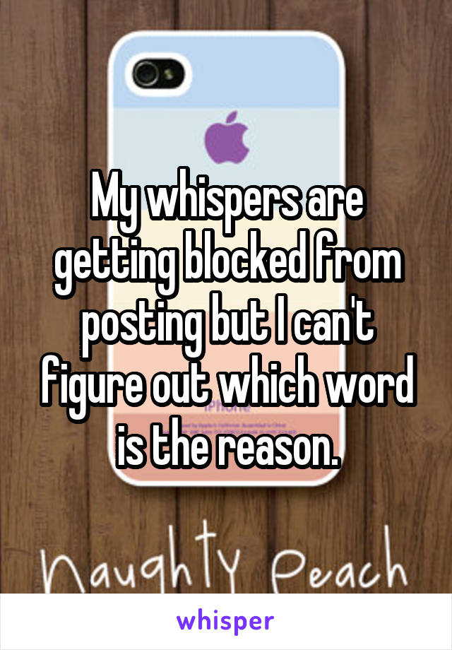 My whispers are getting blocked from posting but I can't figure out which word is the reason.