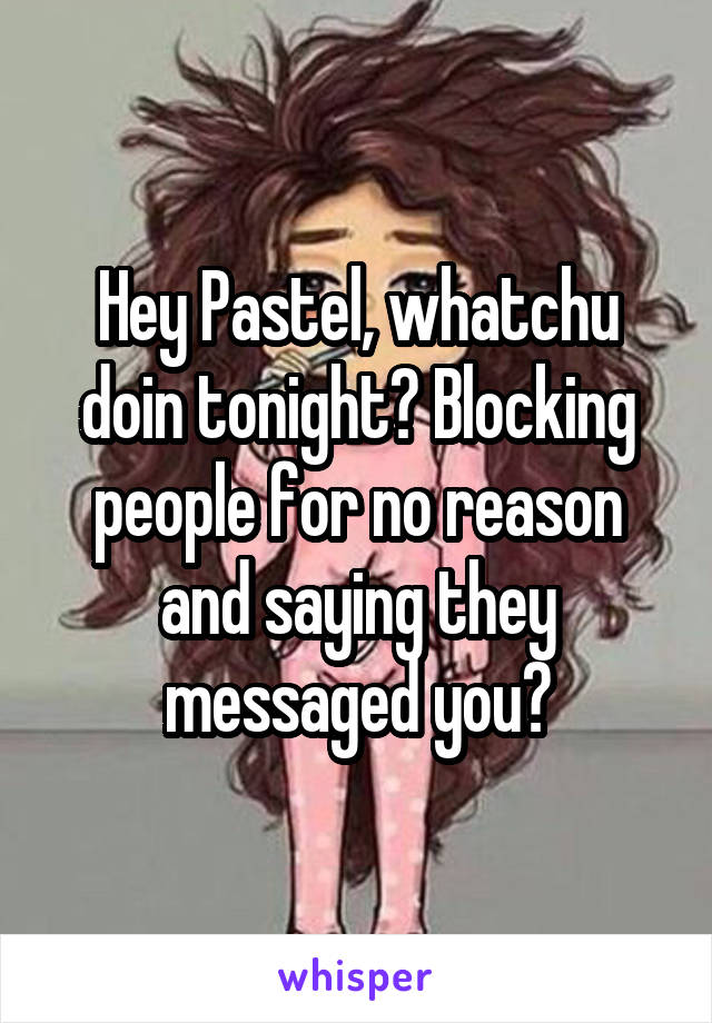 Hey Pastel, whatchu doin tonight? Blocking people for no reason and saying they messaged you?