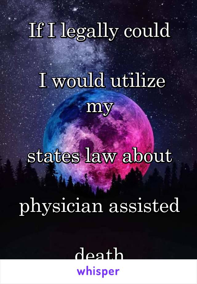 If I legally could

 I would utilize my

states law about

physician assisted

death