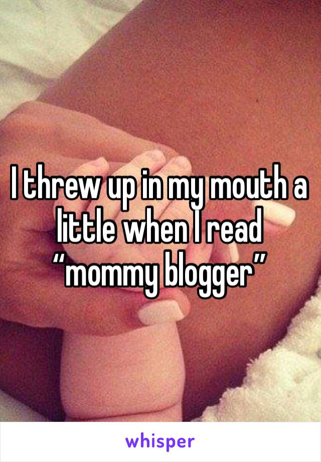 I threw up in my mouth a little when I read “mommy blogger”