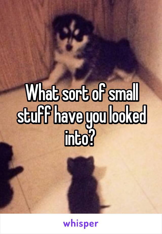 What sort of small stuff have you looked into? 