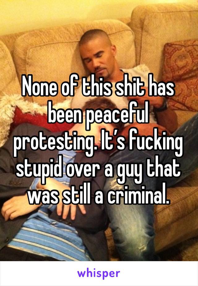 None of this shit has been peaceful protesting. It’s fucking stupid over a guy that was still a criminal.