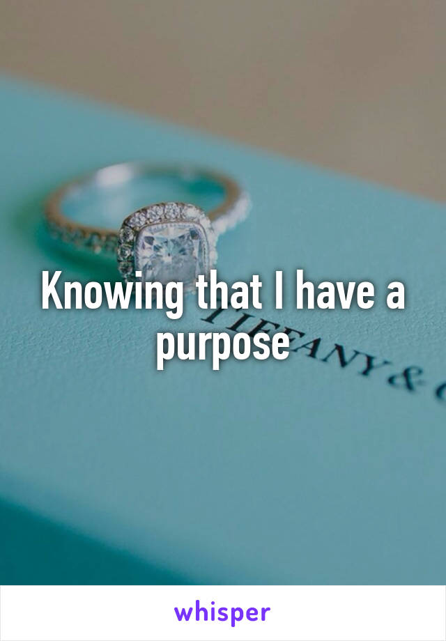 Knowing that I have a purpose