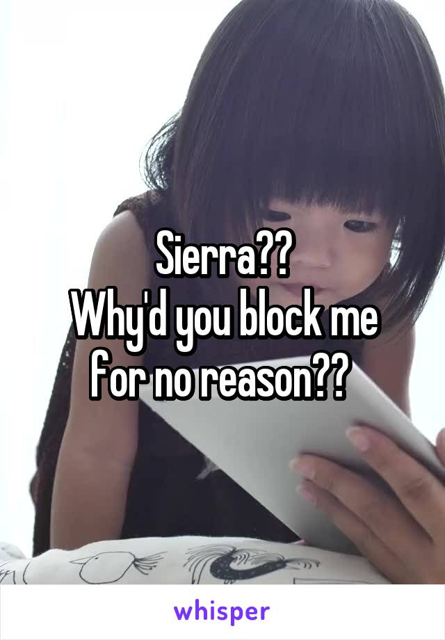 Sierra??
Why'd you block me for no reason?? 