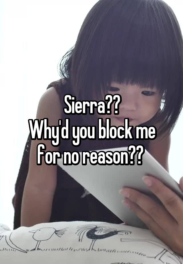 Sierra??
Why'd you block me for no reason?? 