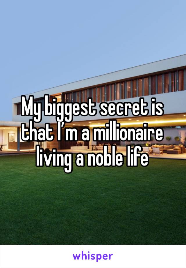 My biggest secret is that I’m a millionaire living a noble life