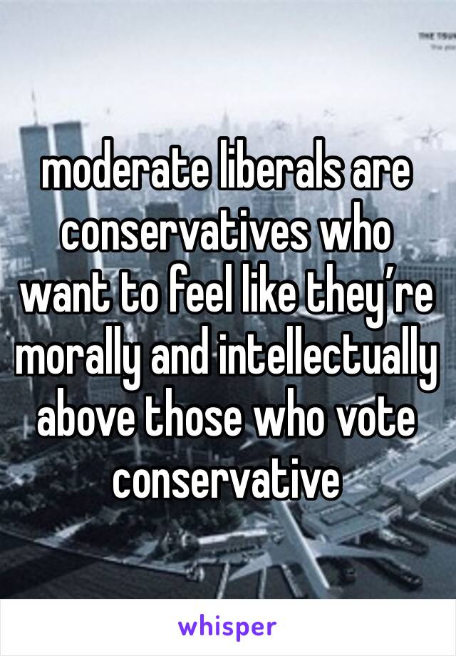 moderate liberals are conservatives who want to feel like they’re morally and intellectually above those who vote conservative