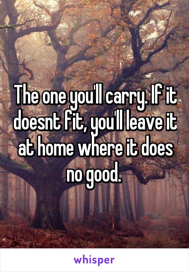 The one you'll carry. If it doesnt fit, you'll leave it at home where it does no good. 