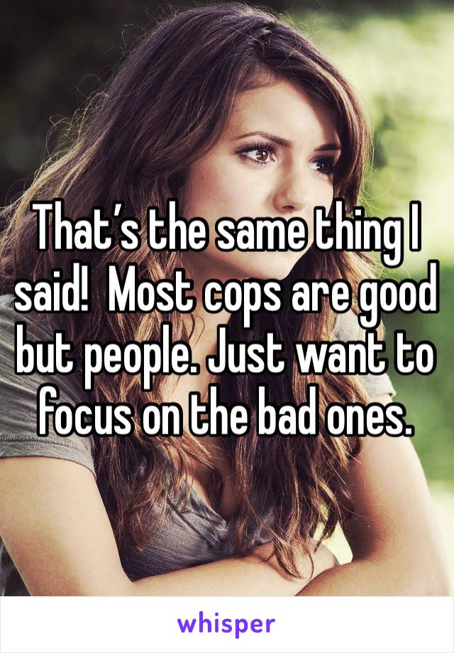 That’s the same thing I said!  Most cops are good but people. Just want to focus on the bad ones. 