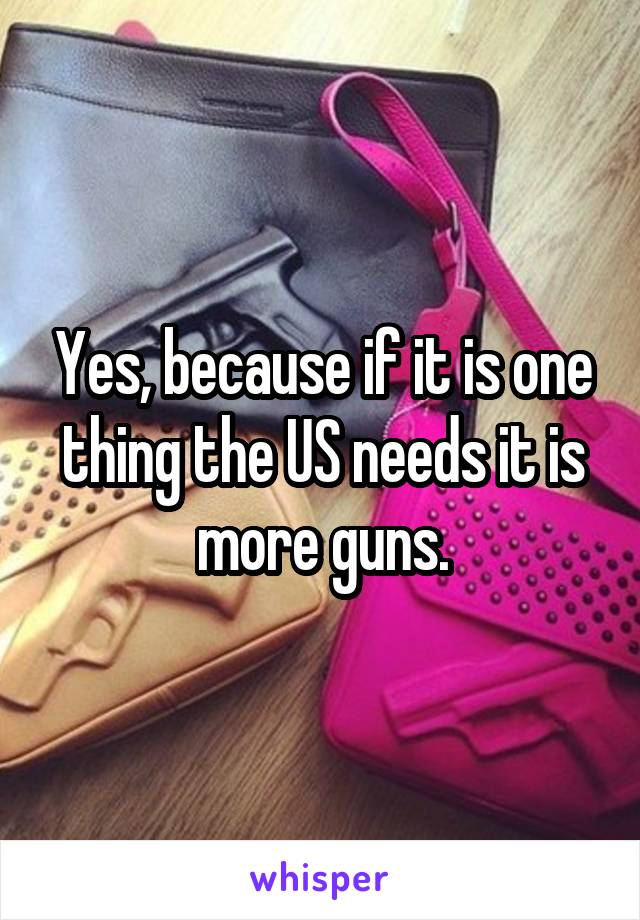 Yes, because if it is one thing the US needs it is more guns.