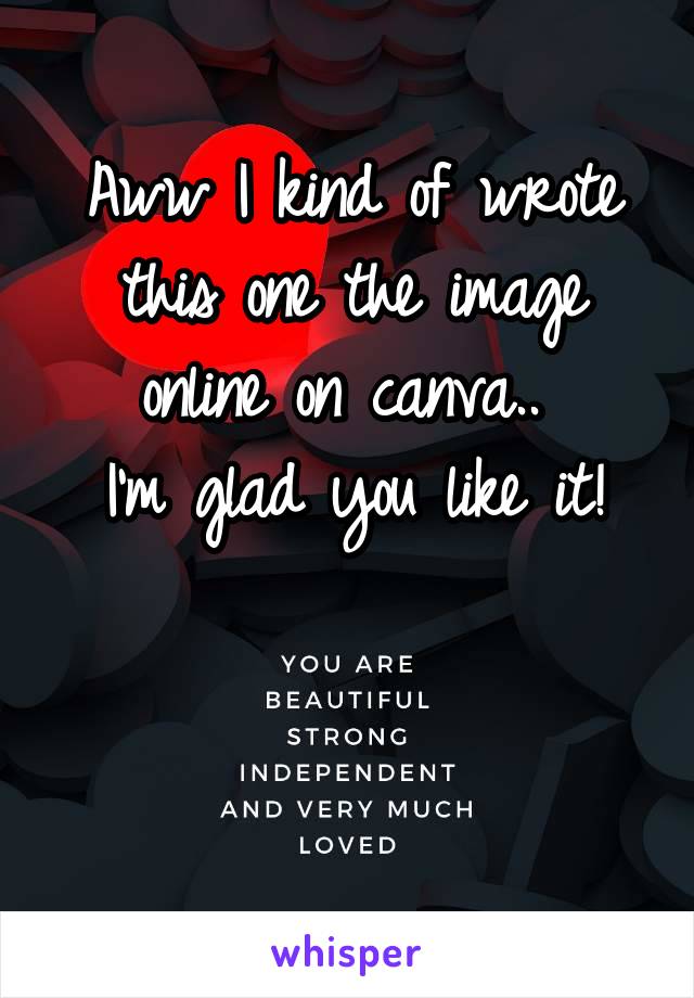 Aww I kind of wrote this one the image online on canva.. 
I'm glad you like it!


