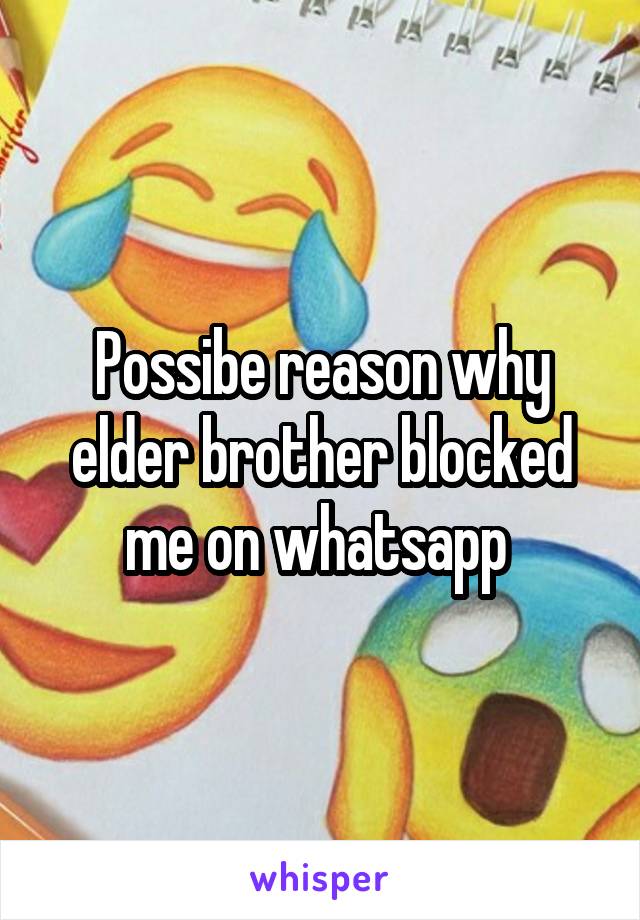 Possibe reason why elder brother blocked me on whatsapp 