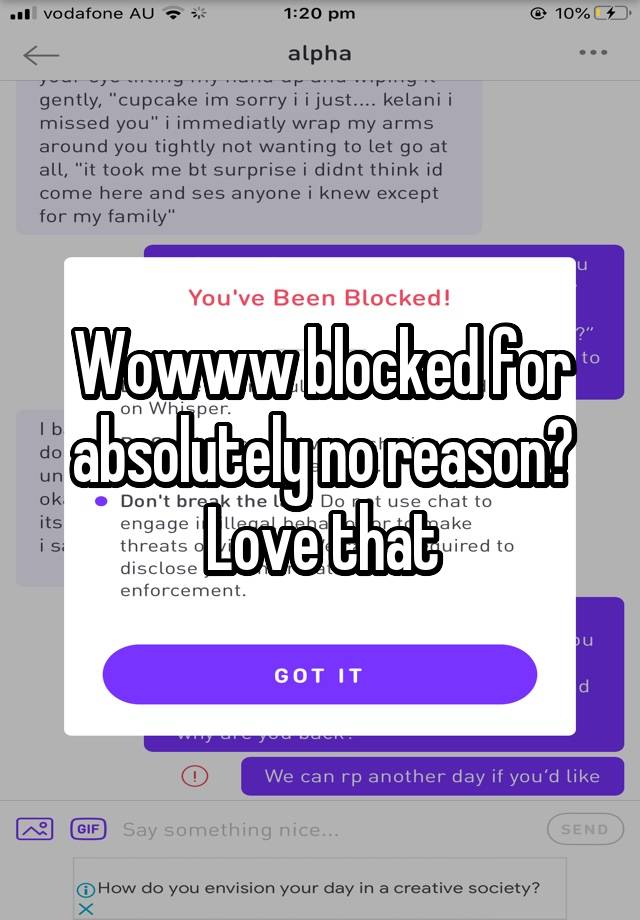 Wowww blocked for absolutely no reason? Love that