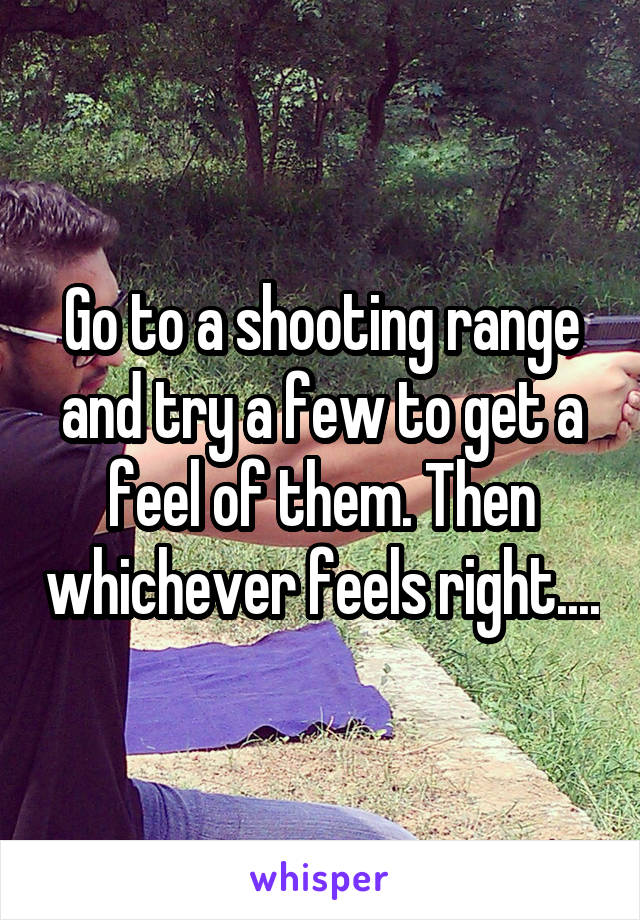 Go to a shooting range and try a few to get a feel of them. Then whichever feels right....