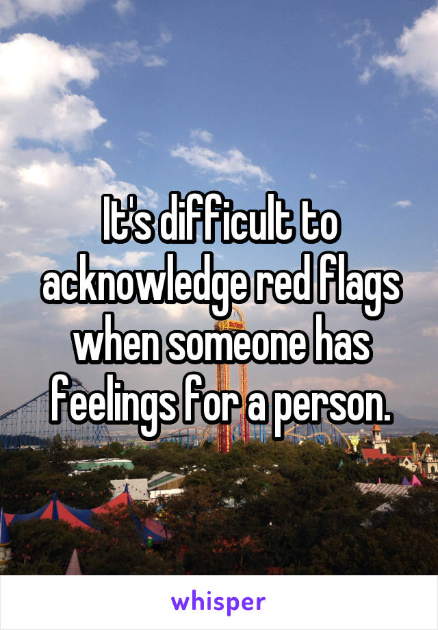 It's difficult to acknowledge red flags when someone has feelings for a person.