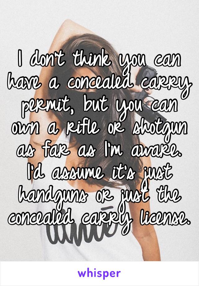 I don’t think you can have a concealed carry permit, but you can own a rifle or shotgun as far as I’m aware. I’d assume it’s just handguns or just the concealed carry license.