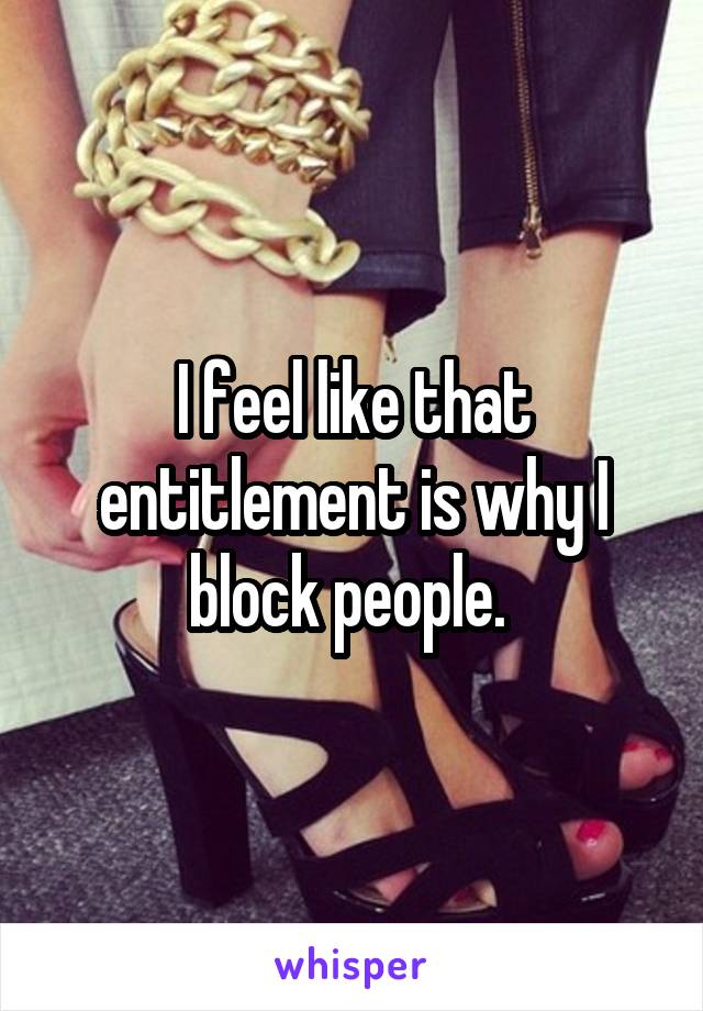 I feel like that entitlement is why I block people. 