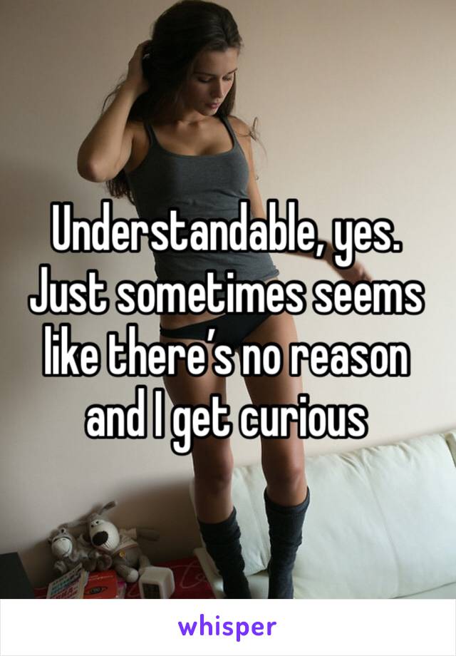 Understandable, yes. Just sometimes seems like there’s no reason and I get curious 