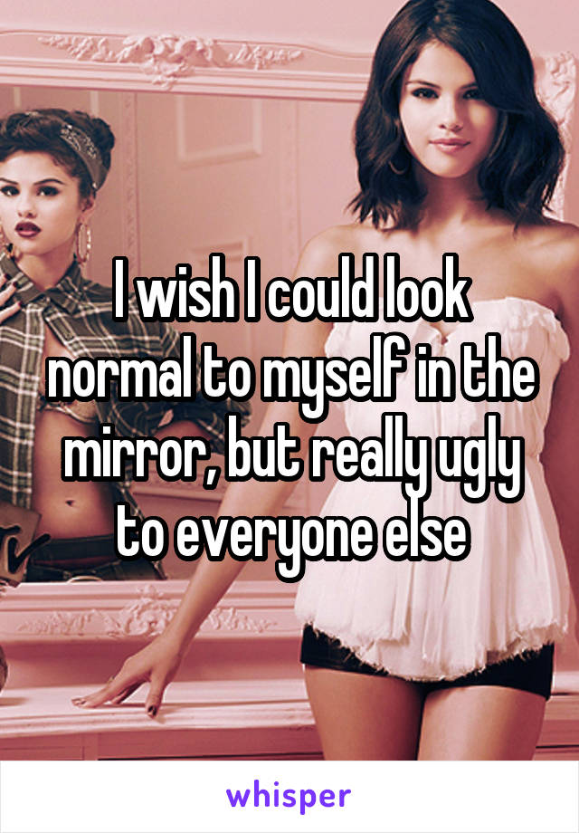 I wish I could look normal to myself in the mirror, but really ugly to everyone else