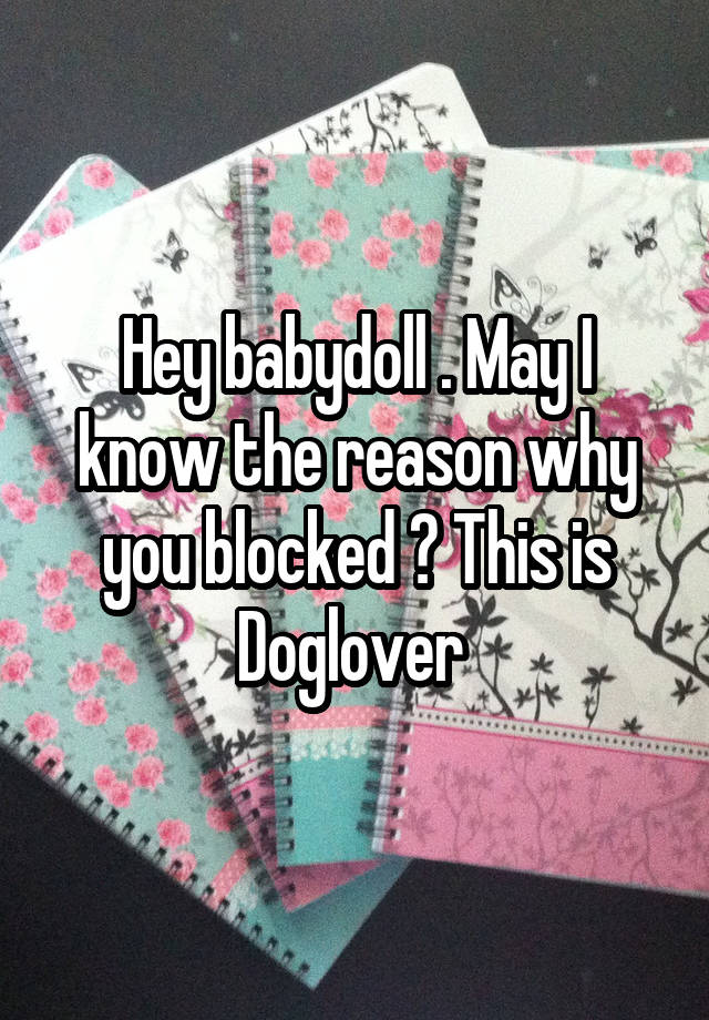 Hey babydoll . May I know the reason why you blocked ? This is Doglover 