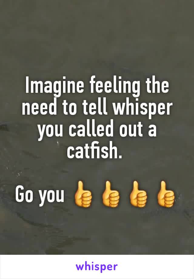 Imagine feeling the need to tell whisper you called out a catfish. 

Go you 👍👍👍👍