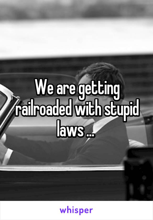 We are getting railroaded with stupid laws ... 