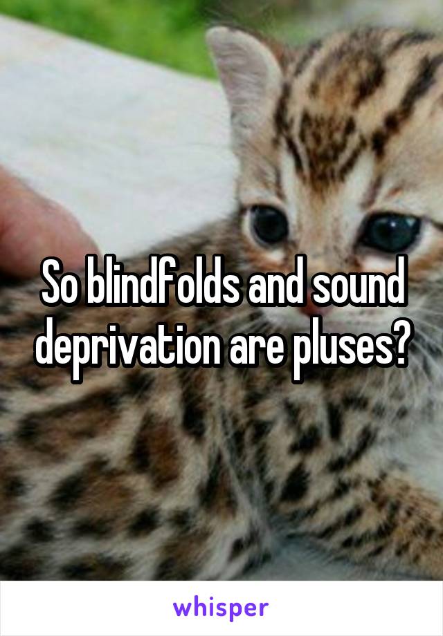 So blindfolds and sound deprivation are pluses?